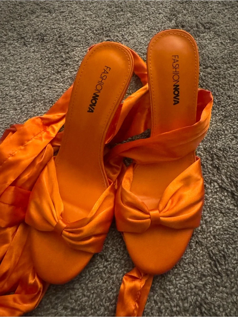 & Other Stories Orange Satin Knot Wedge Mule